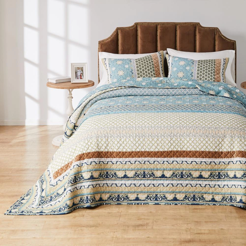 Greenland Home Fashions Thalia Stylized Florals and Geometric Prints Bohemian Ultimate Comfort Bedspread Set