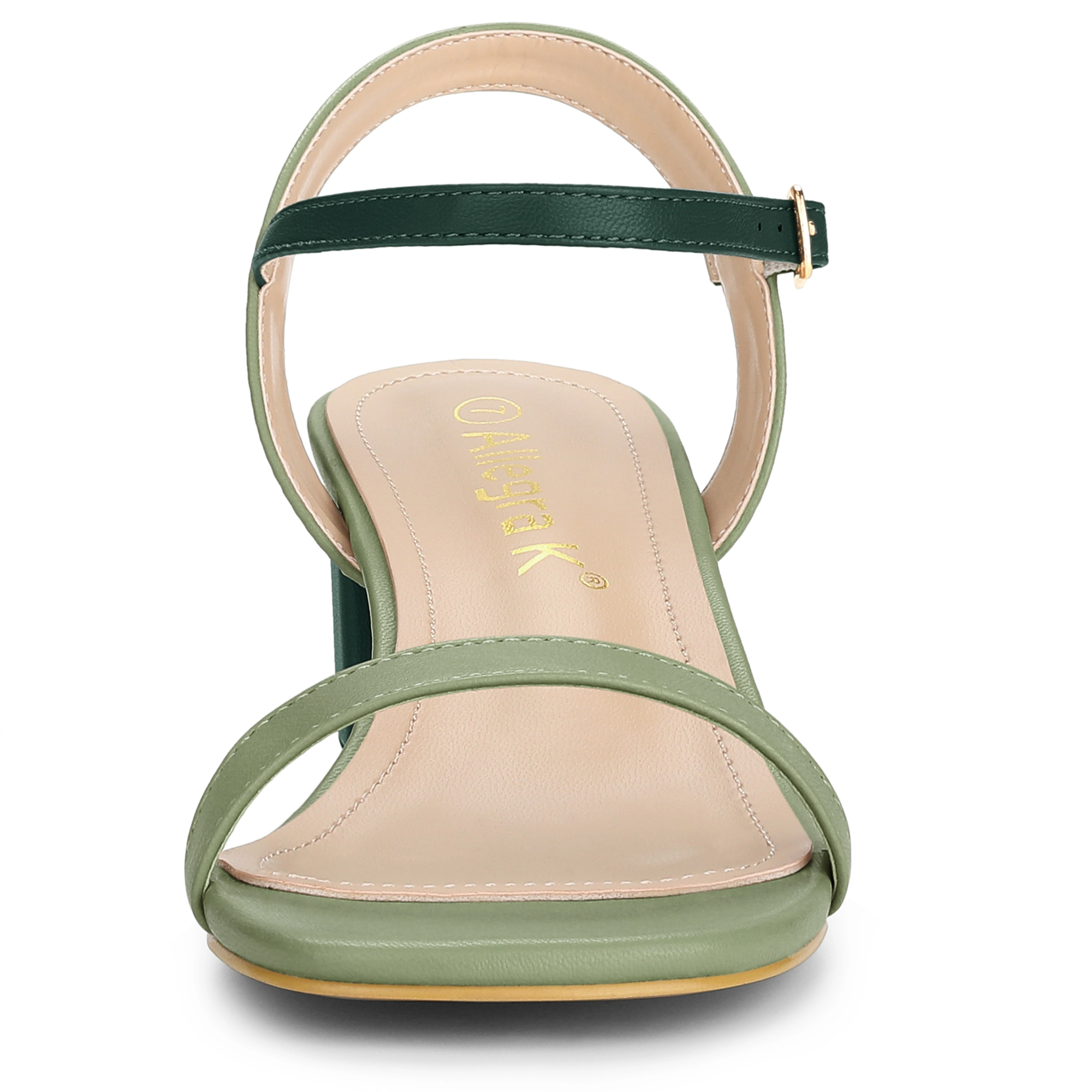 BLISSFUL STEP Women's Slingback Buckle Chunky Heel Sandals
