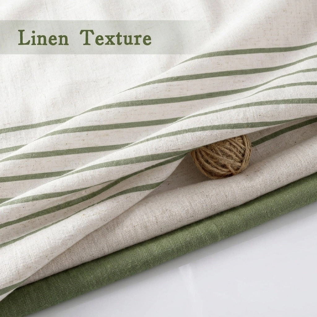 WZK Boho Farmhouse Striped Linen with Tassel Accent Rust Resistant Grommets Easy Care Bathroom Shower Curtain