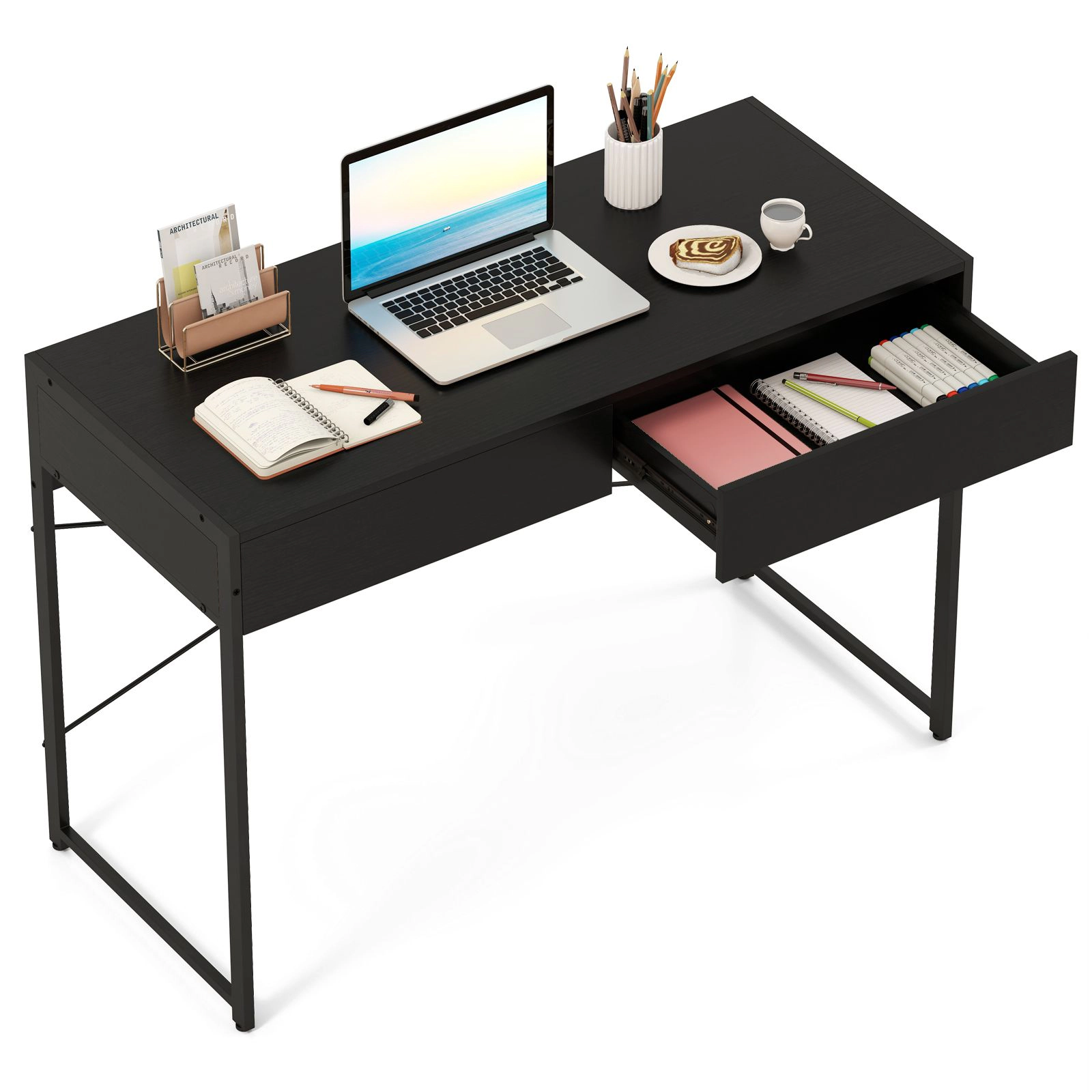 SlickBlue Computer Desk With 2 Drawers, Writing Study Table