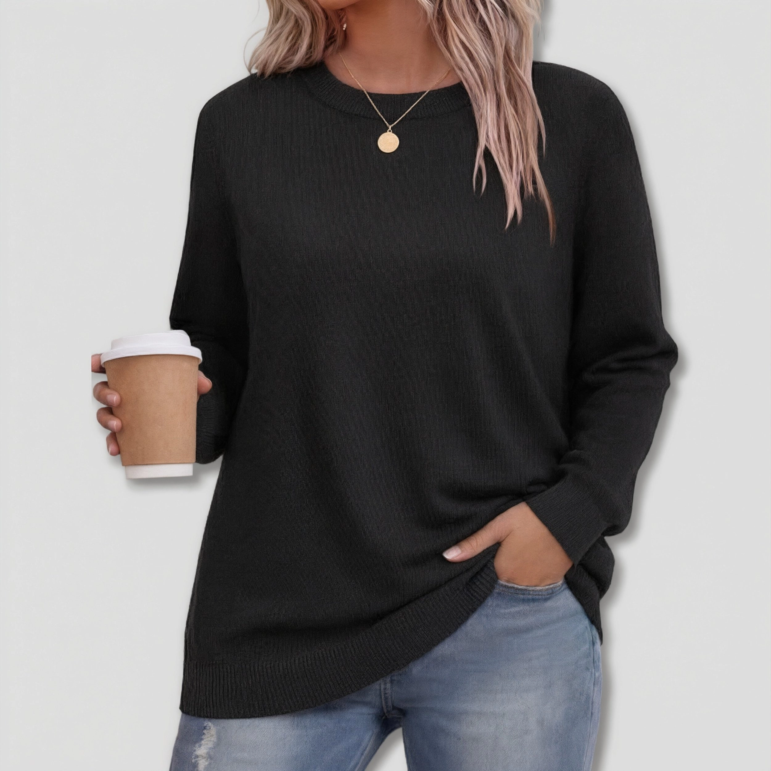 Zeagoo Women's Plus Long Sleeve Pullover Sweater