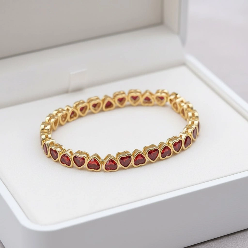 DressAtR Women's Heart 18K Gold Plated Chain Bracelet