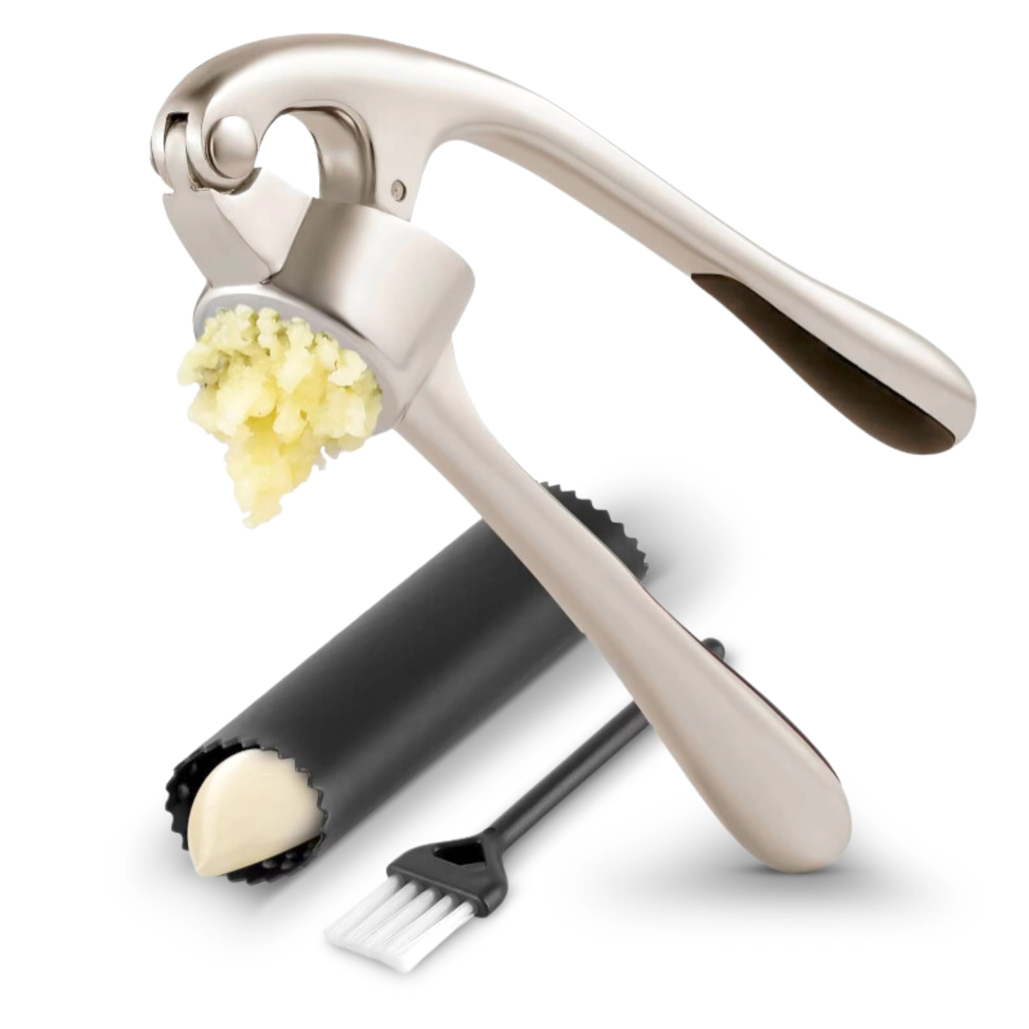 Cheer Collection Premium Stainless Steel Garlic Crusher and Press Tool