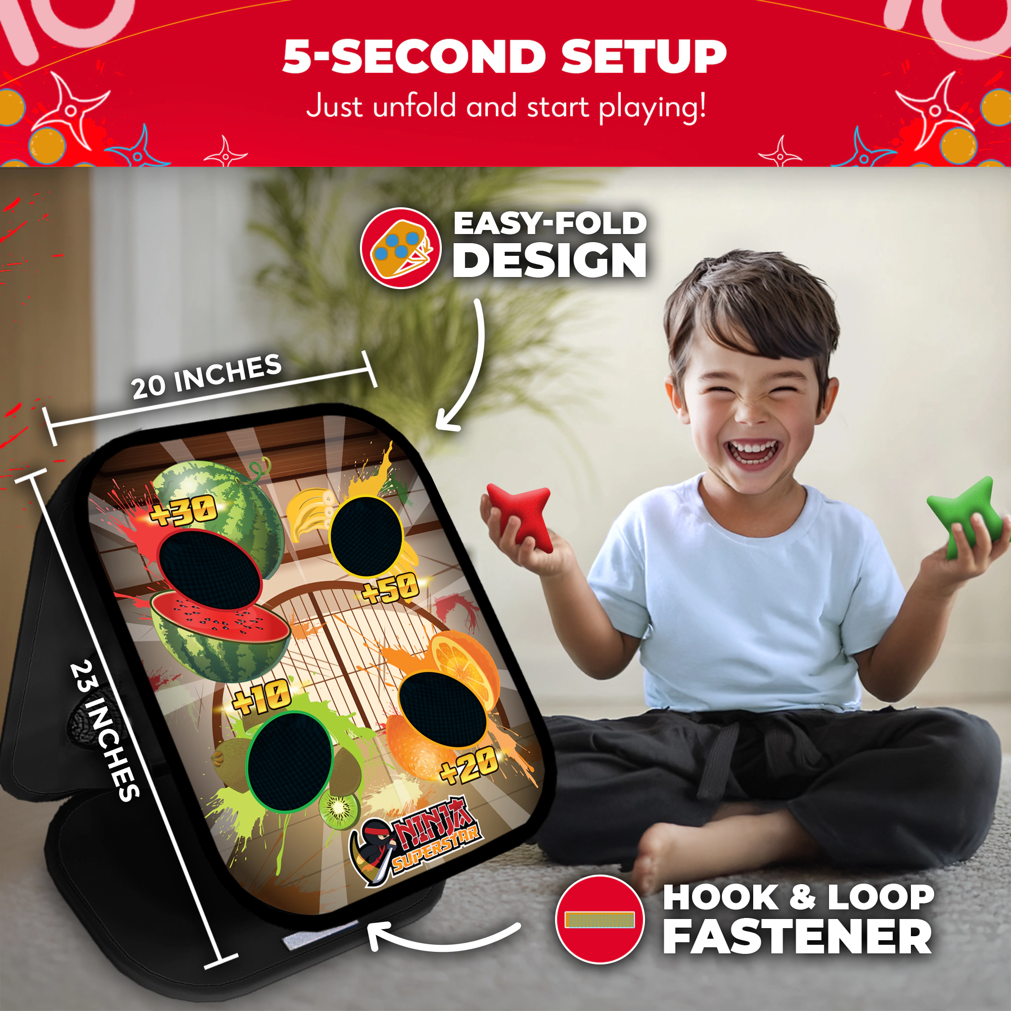 Swooc Games | Ninja Superstar™ | 2-in-1 Corn Hole Games for Kids