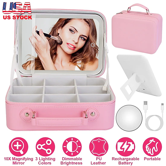 GBruno LED Lighted Travel Makeup Bag With Mirror