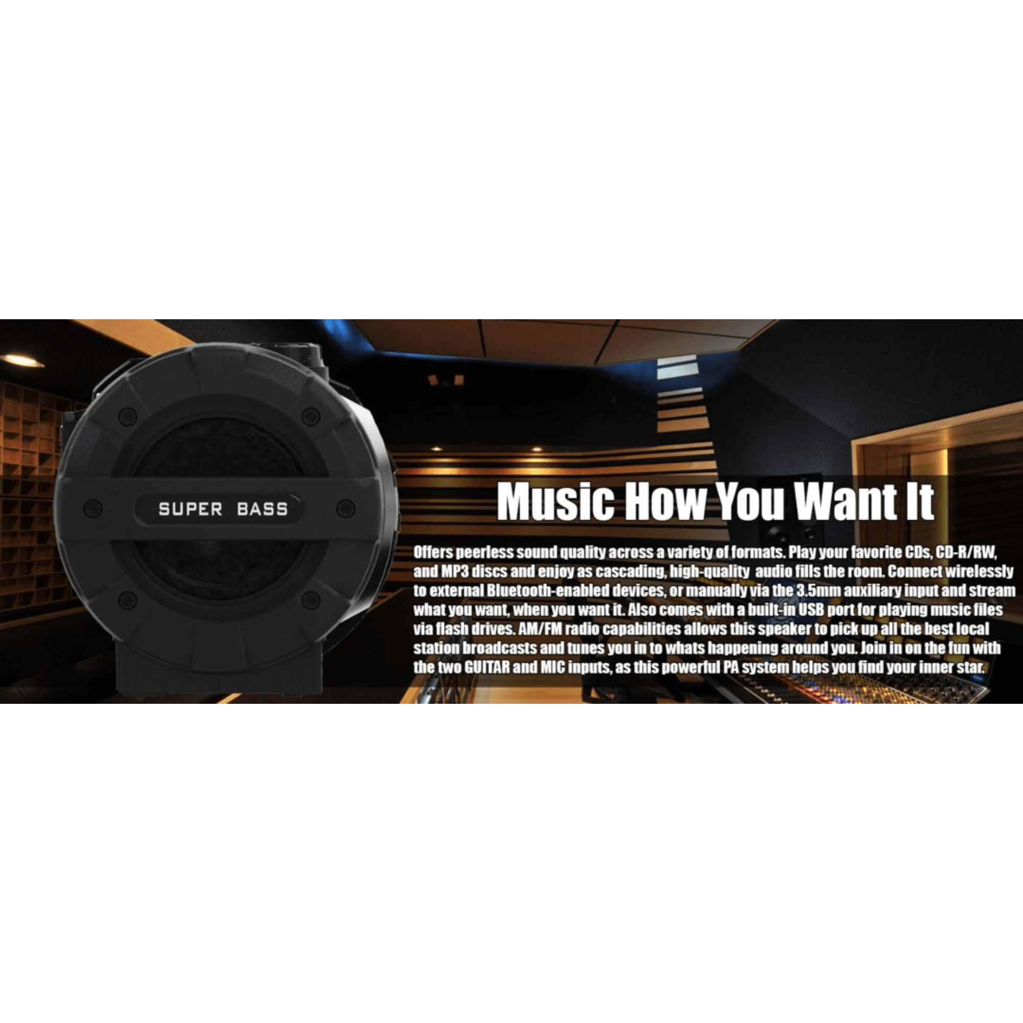 Naxa MP3 & CD Bass Reflex Boombox & PA System with Bluetooth