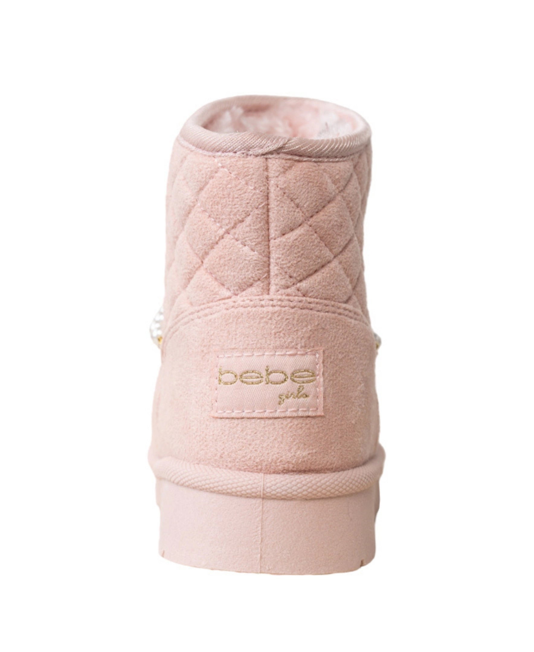 Bebe Girl's Quilted Cozy Boot with Pearl Chain Charm