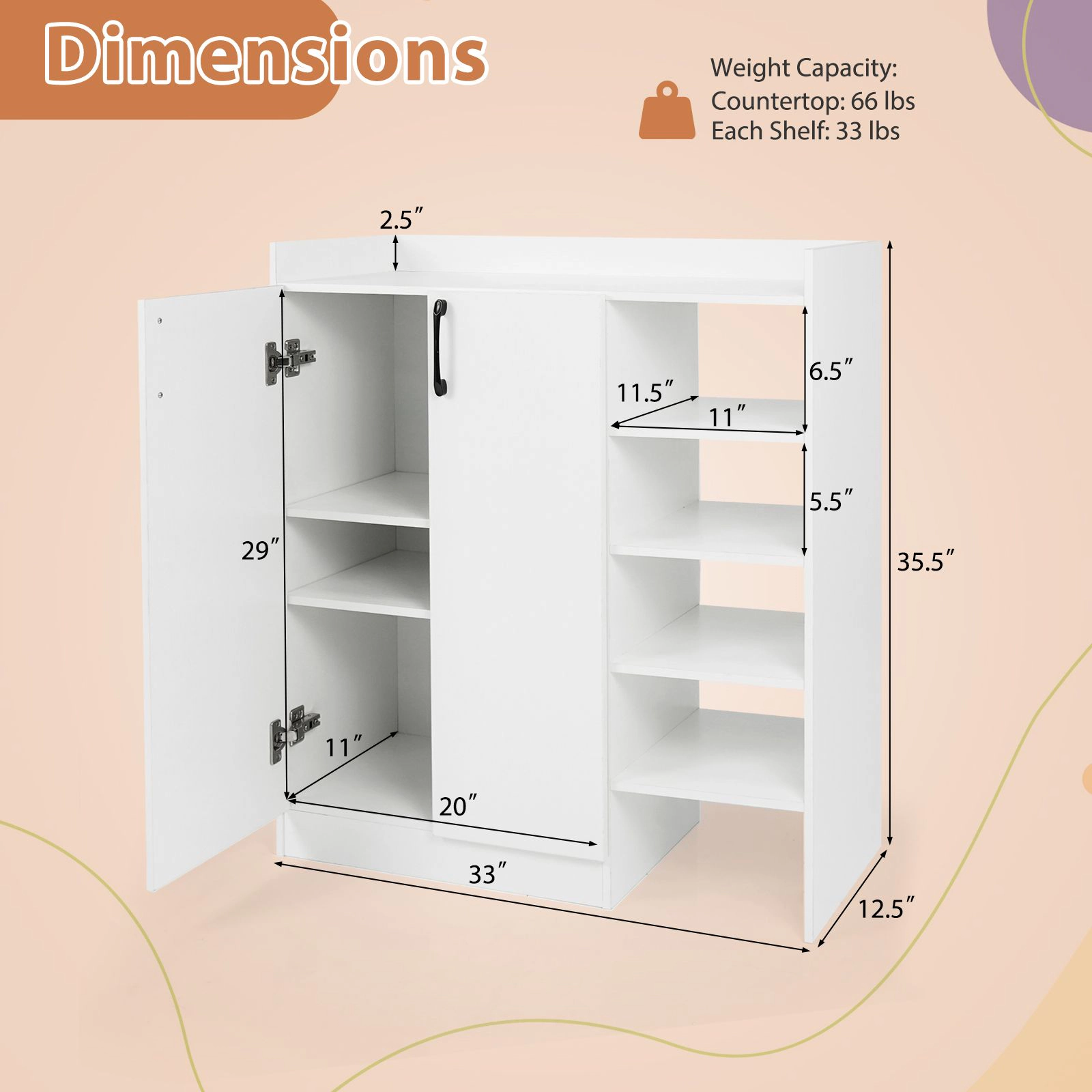 SlickBlue Modern Shoe Storage Cabinet with 4 Open Shelves