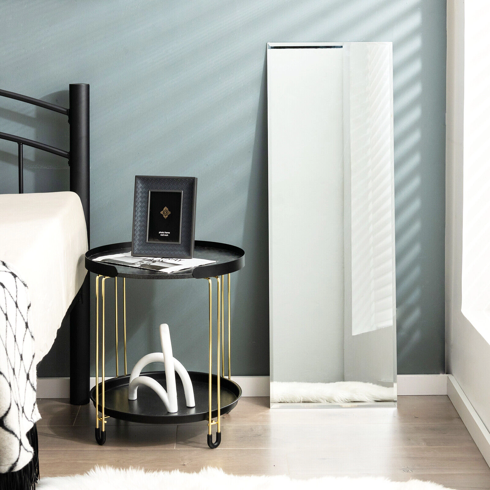 Slickblue 43 x 15 Inch Wall Mounted Frameless Full Length Mirror Rectangle Bedroom Dressing Mirror