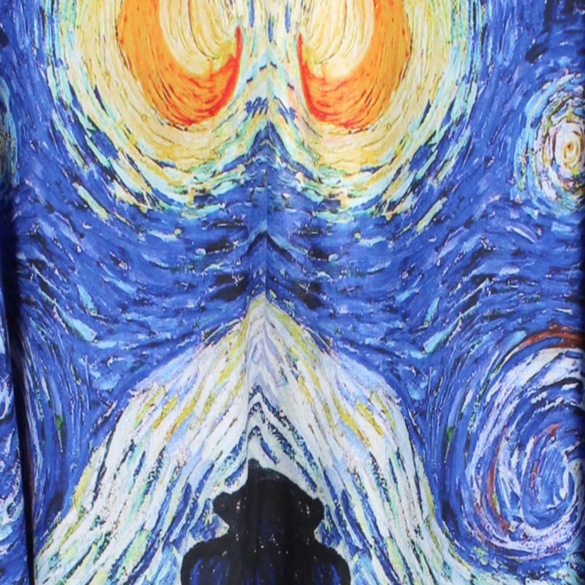 The Magic Scarf Company Women's Van Gogh Starry Night Print Ruana Shawl Cape