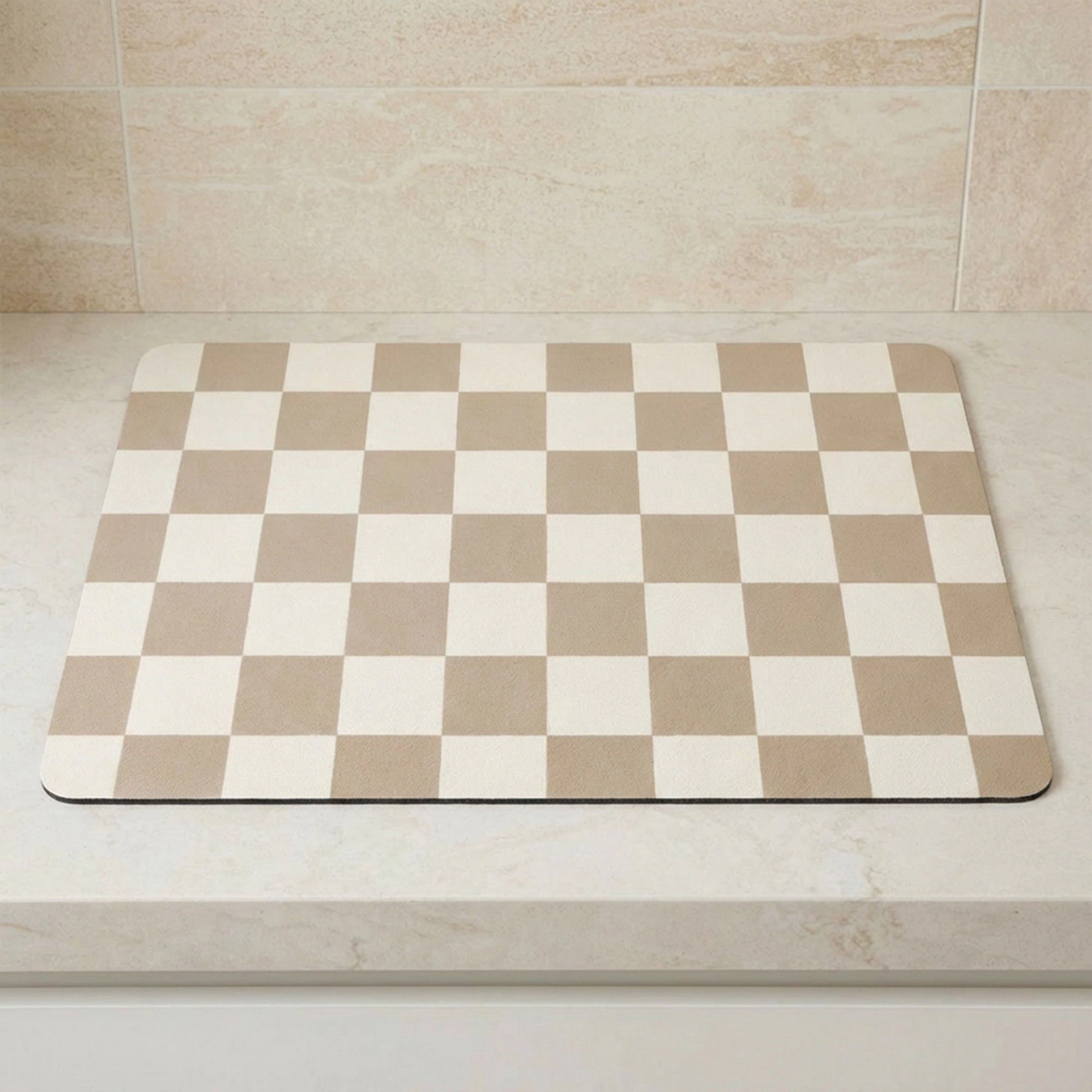 Alilang Unisex Checkered Kitchen Sink Faucet Splash Guard Mat Absorbent Countertop Protector 2 Pack Set