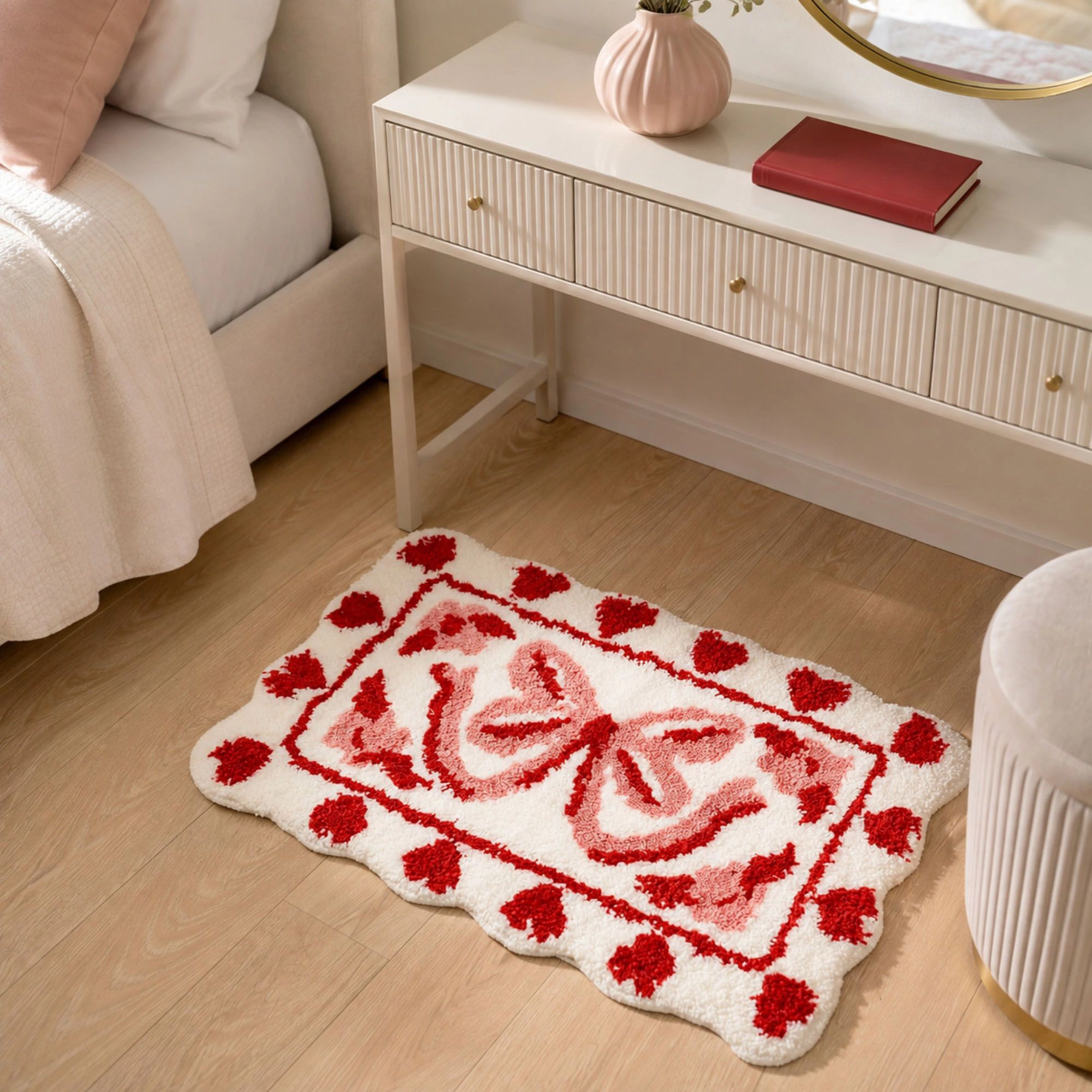 Alilang Unisex Bow and Heart Shaped Bath Mat Nonslip Accent Rug 15.7 x 23.6 Inches