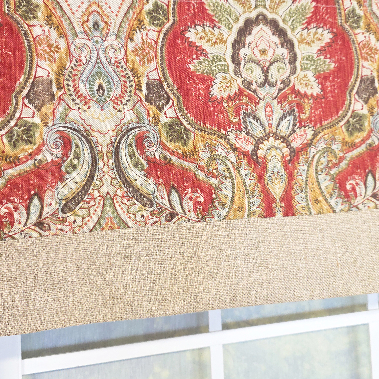 RLF Home 100% Cotton Prague Banded Lined Window Valance 50 x 17 Mauve