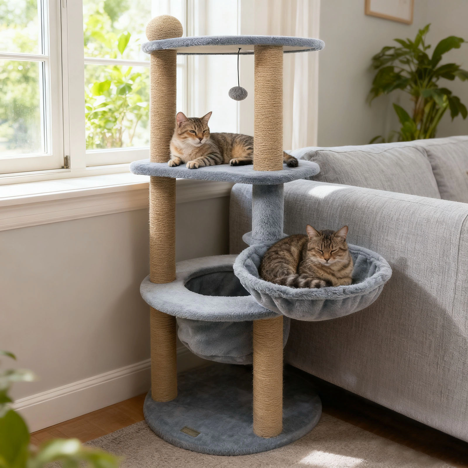 SlickBlue 47 Inch Cat Tower with Nest and Scratching Posts
