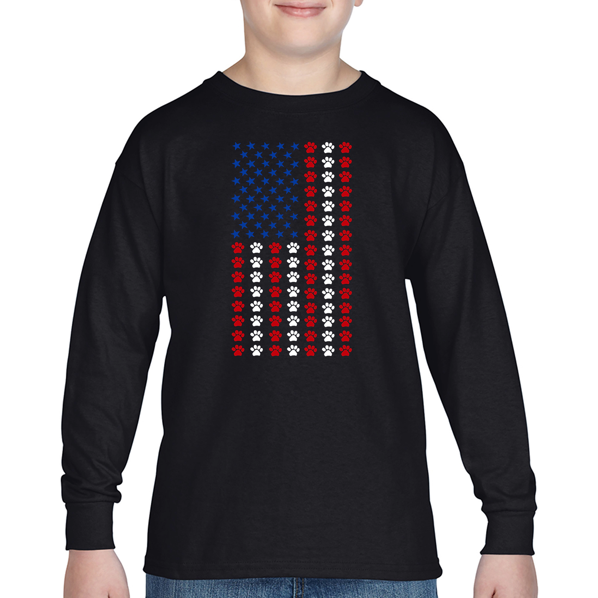 LA Pop Art Boys Long Sleeve T-Shirt - Paws Flag