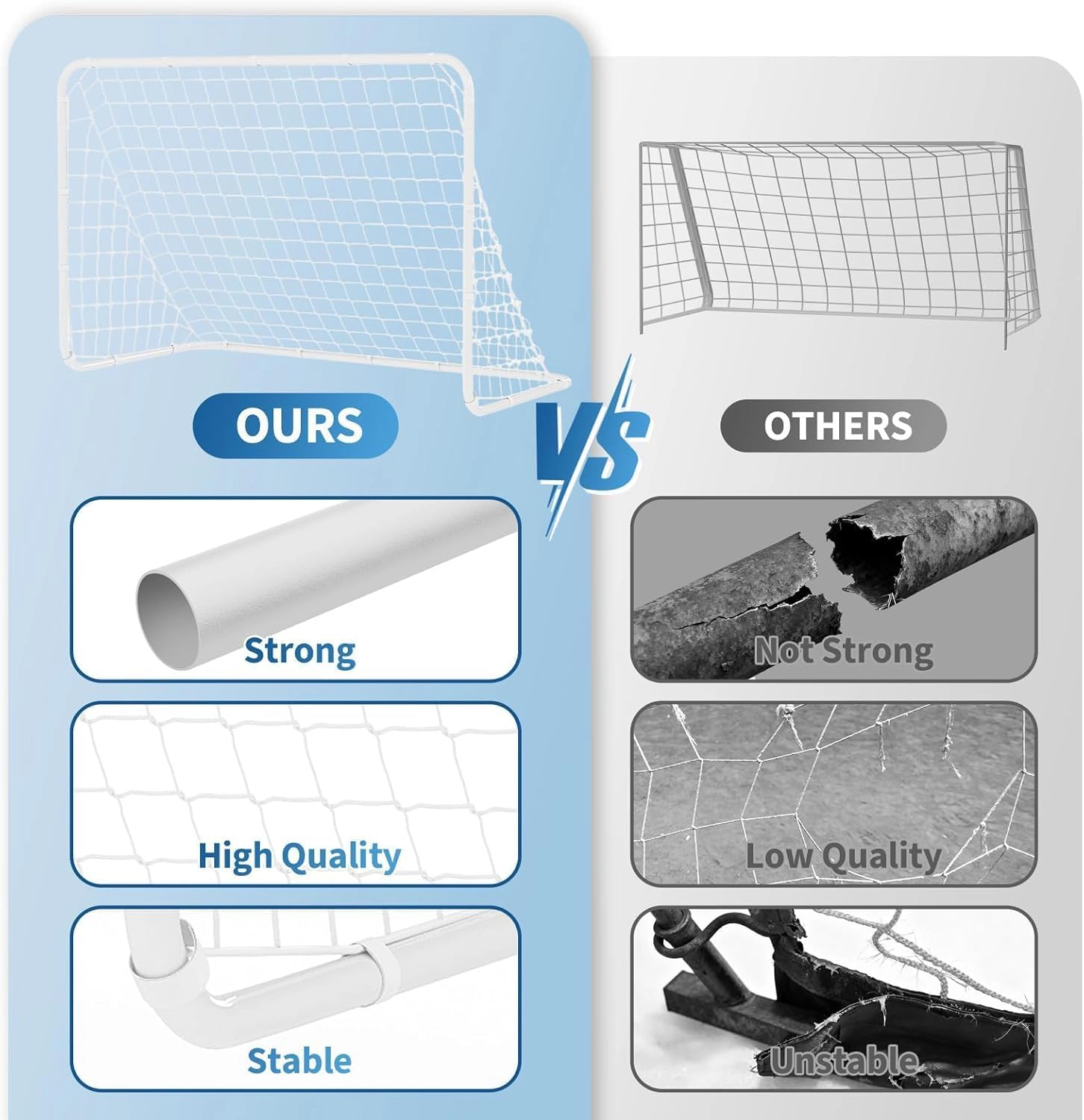 6x4 FT Kids Soccer Goal Set 2 Pack with Portable Training Net, Foldable Backyard Soccer Goal with Ball & Storage Bag