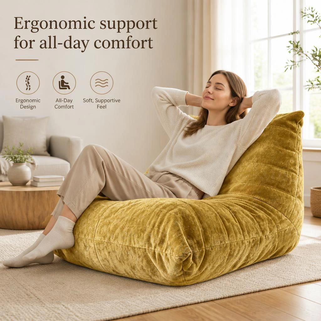 GOODSILO Comfortable Flannelette Lazy Bean Bag Chair Casual Relaxing Seating
