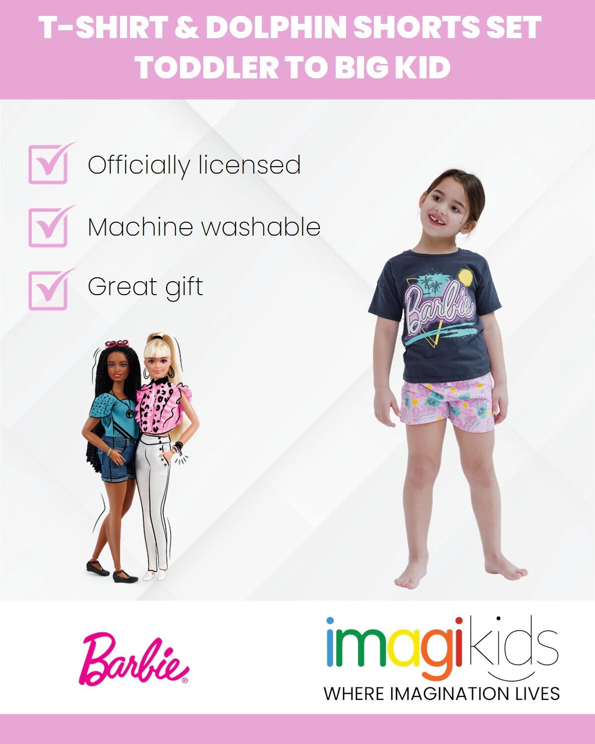 Barbie Girls' 2-Piece T-Shirt and French Terry Shorts Set