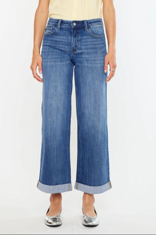 KanCan Women's Essentials High Rise Wide Leg Jeans Reyna