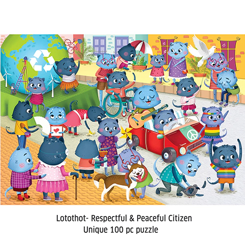 Chalk & Chuckles Caring Cats Lotothot Activity Puzzle -100 pieces