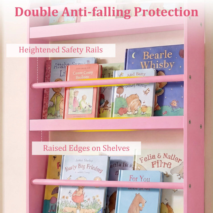 Hivvago 4-Tier Bookshelf Organizer for Toys and Books with Basswood Crossbar