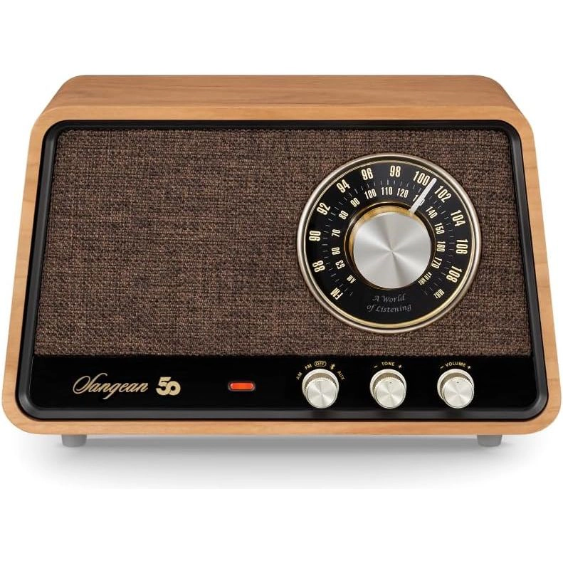 Sangean WR-55 Wooden Cabinet AM/FM Radio with Bluetooth 5.0 and AUX-In, 50th Anniversary Edition