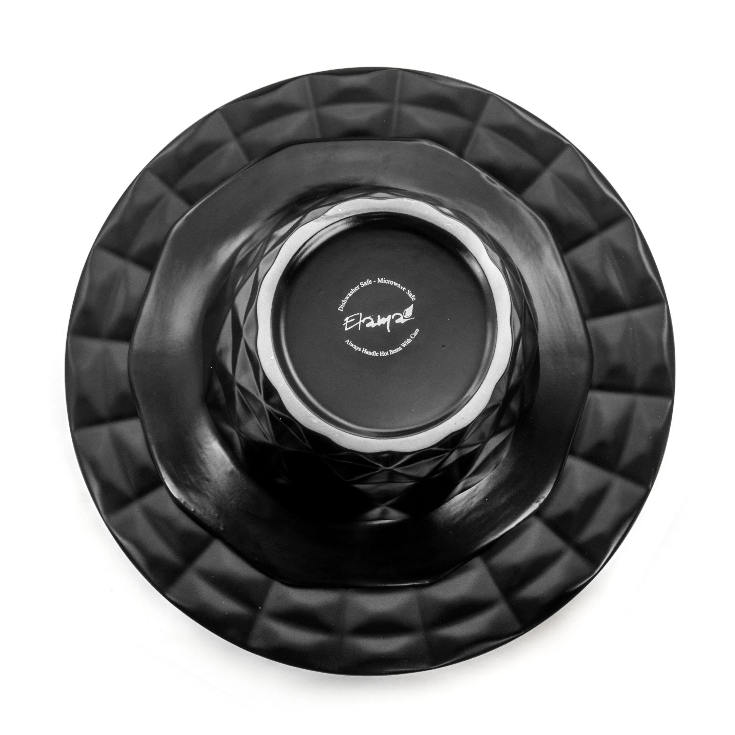 Elama Retro Chic 16-Piece Glazed Dinnerware Set in Black