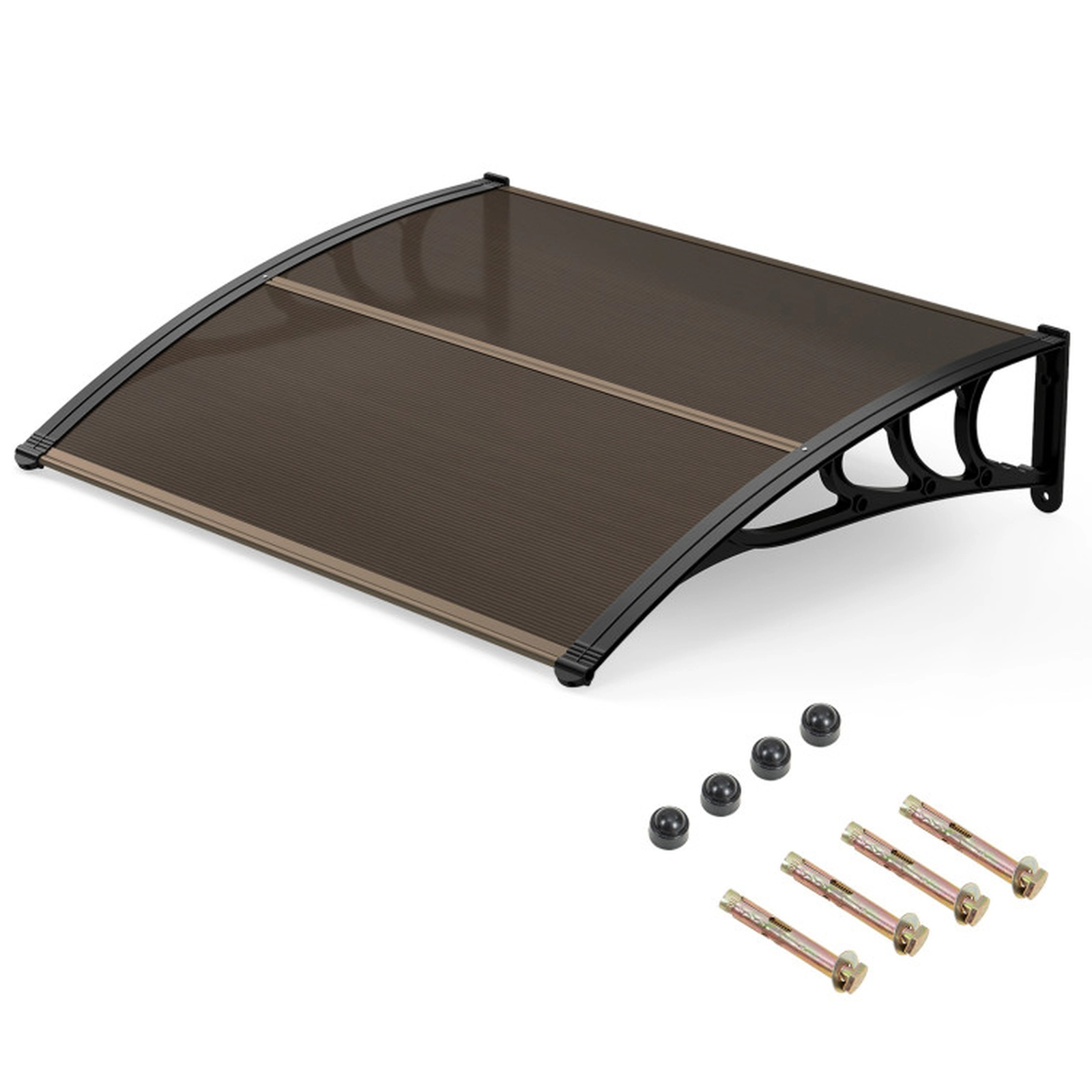 SUGIFT 39 x 30 in Outdoor Front Door Window Awning Door Canopy 44-lb Capacity Exterior Brown