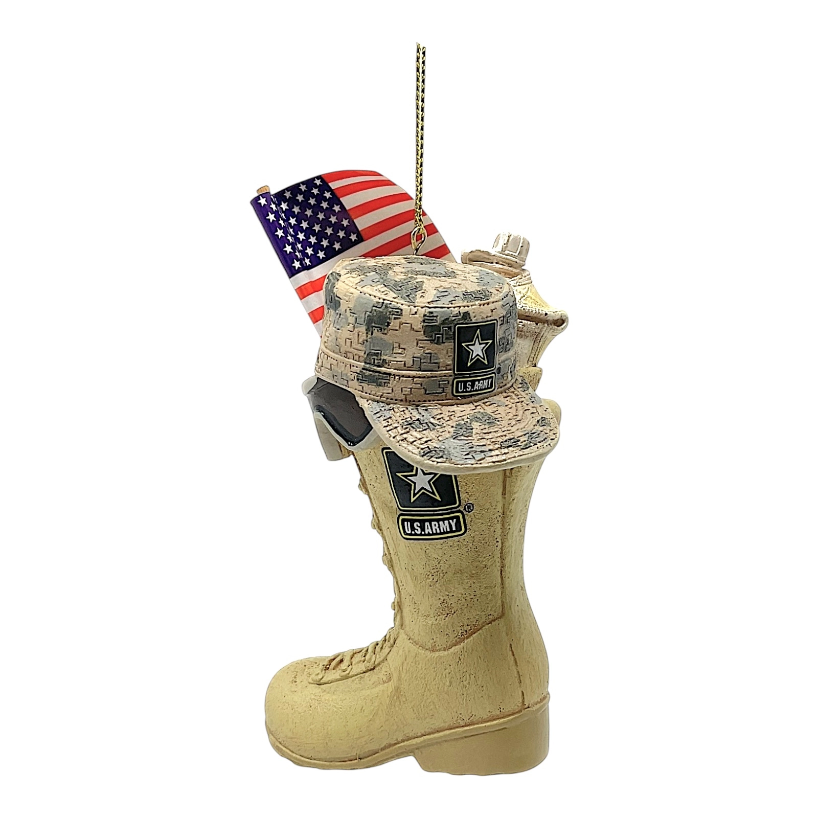Kurt Adler US Army Boot with USA American Flag and Icons Resin Christmas Tree Ornament 4.75 inch