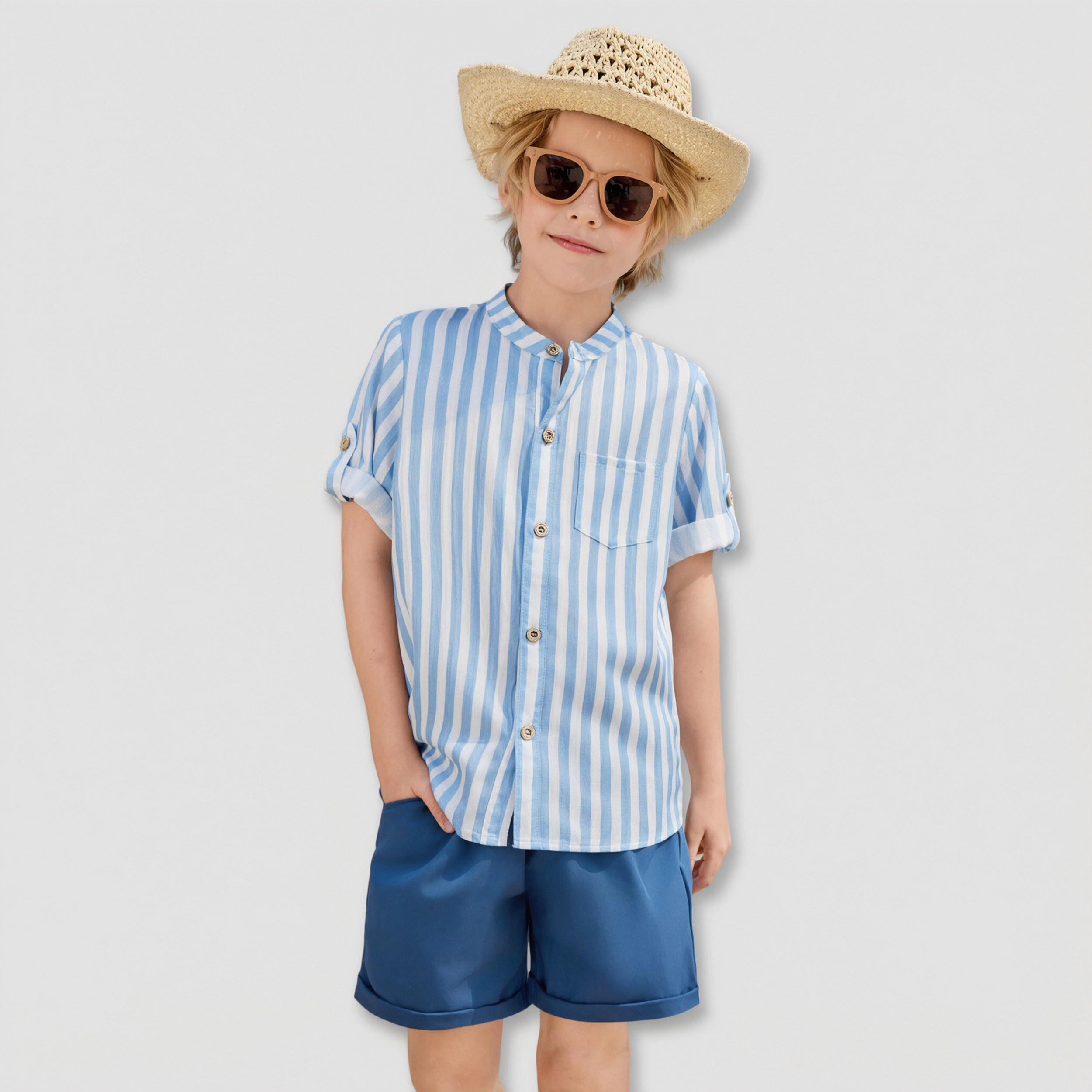 Arshiner Boys Pieces Set Short Sleeve Shirt And Stripe Shorts Summer Beach Vacation Outfit