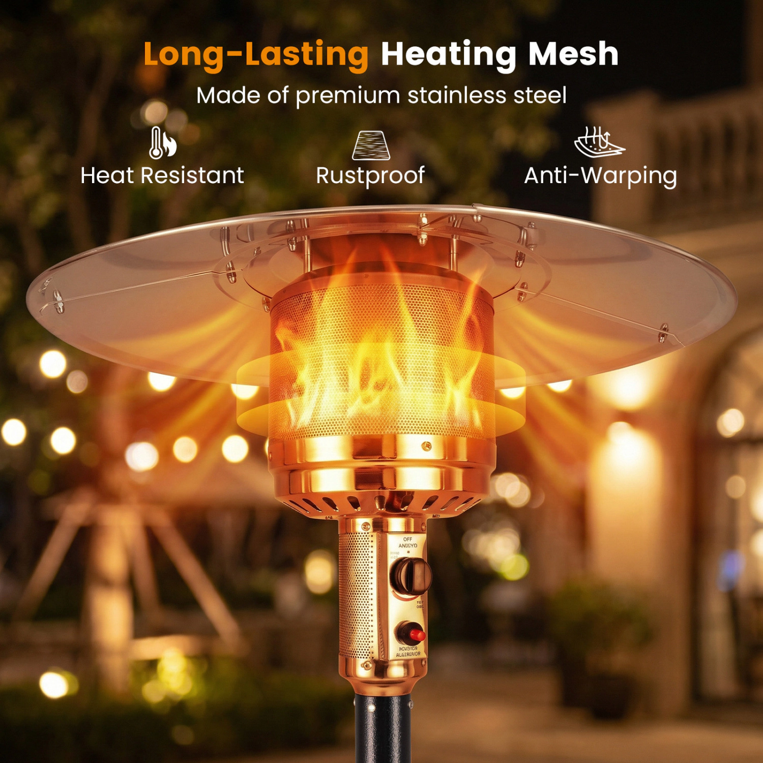 LJG 50 000 BTU Patio Propane Gas Heater with Stainless Steel Burner