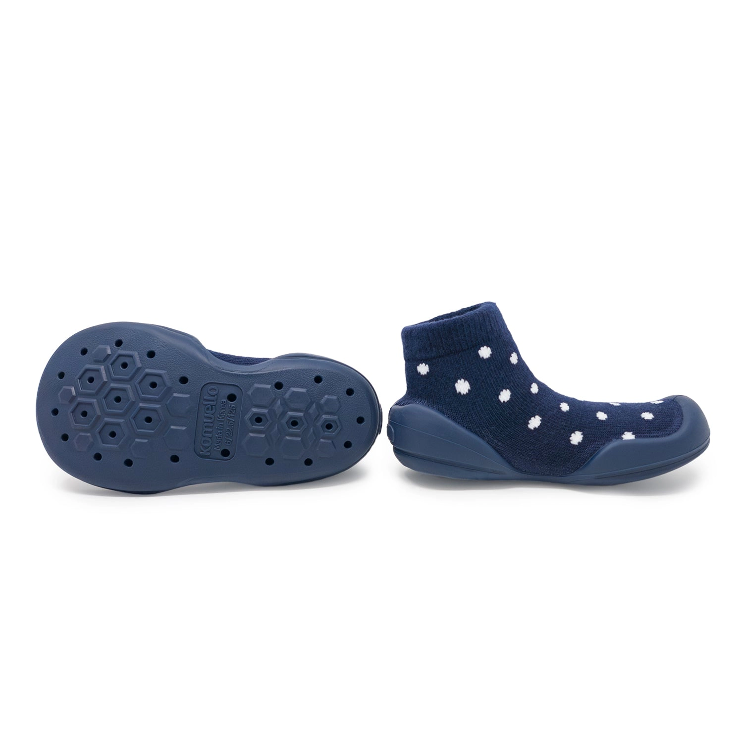 Komuello Baby Boy First Walk Sock Shoes Dotty Navy