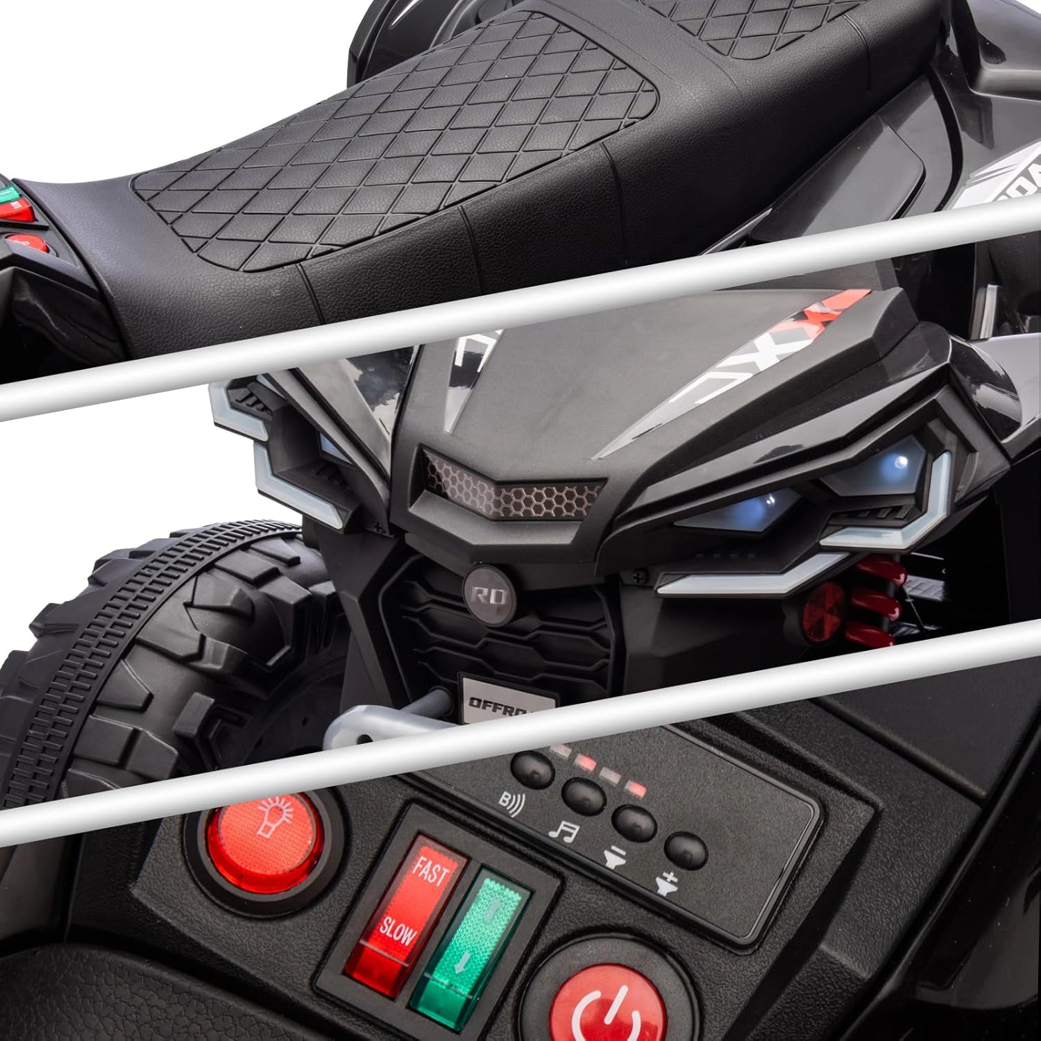 24V 2-Seater Kids Ride On ATV Car, Electric 4 Wheeler Off-Road Vehicle with Dual 550W Motors, LED Lights & Music