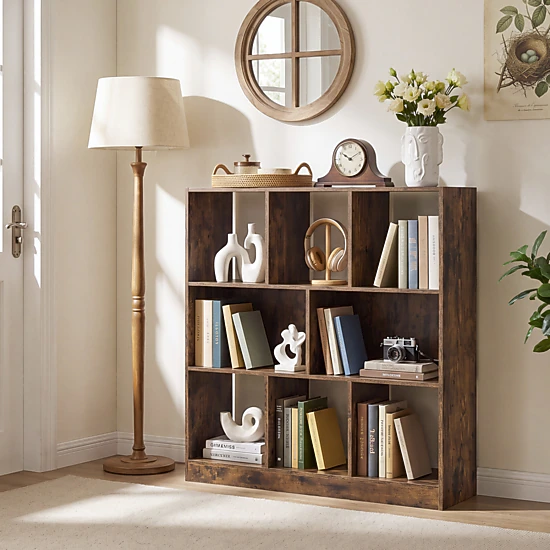SUGIFT 8-Cube 3-Tier Bookcase with Open and Closed Back Compartments 35 ...