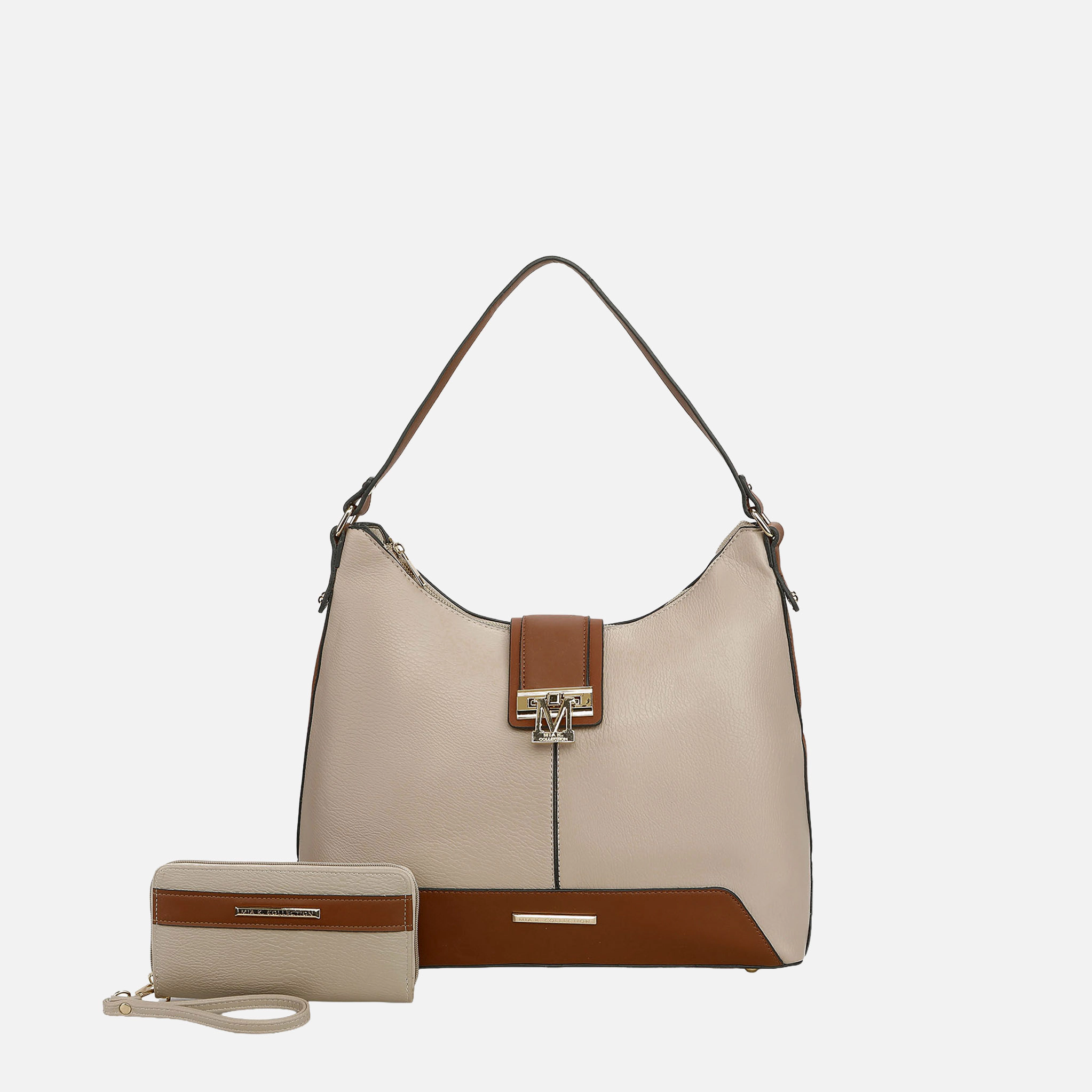 Mia K Collection Graciela Color Block Hobo Bag with Wallet and Wristlet