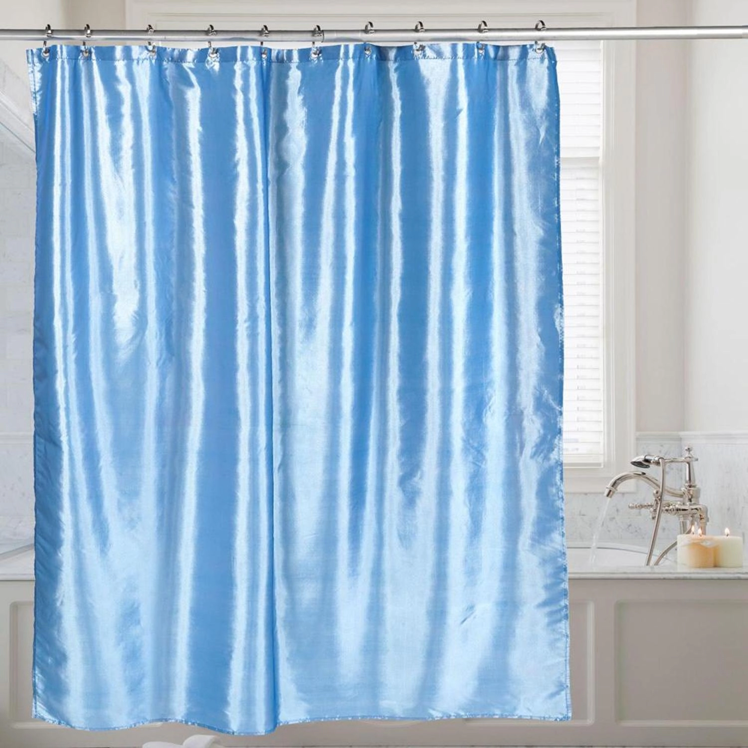Carnation Home Fashions Shimmer Faux Silk Shower Curtain Slate 70x72