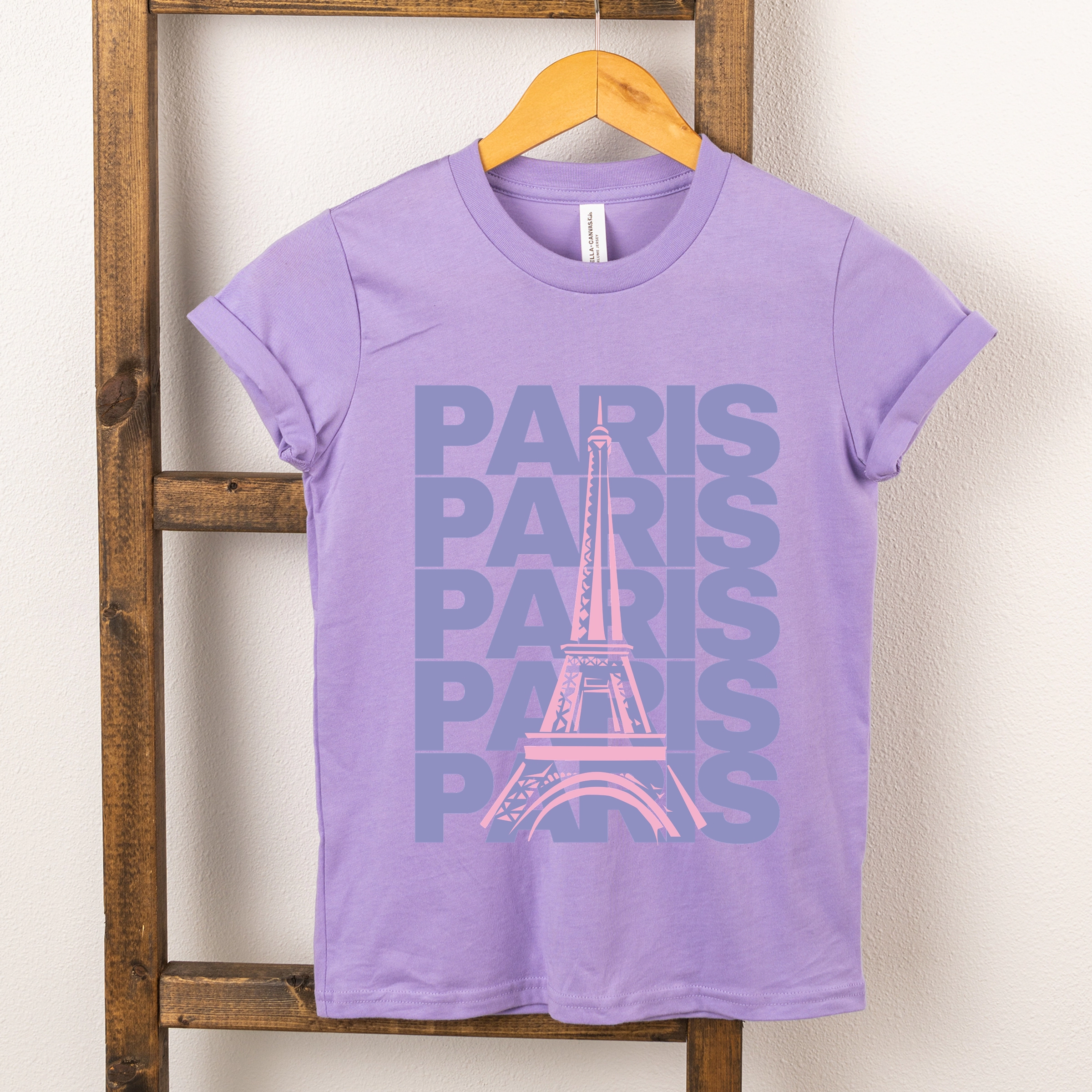 The Juniper Shop - Paris Stacked Purple Youth Short Sleeve Graphic T-Shirt
