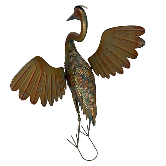 Things2Die4 Metal Heron Garden Statue Copper Finish Outdoor Bird ...