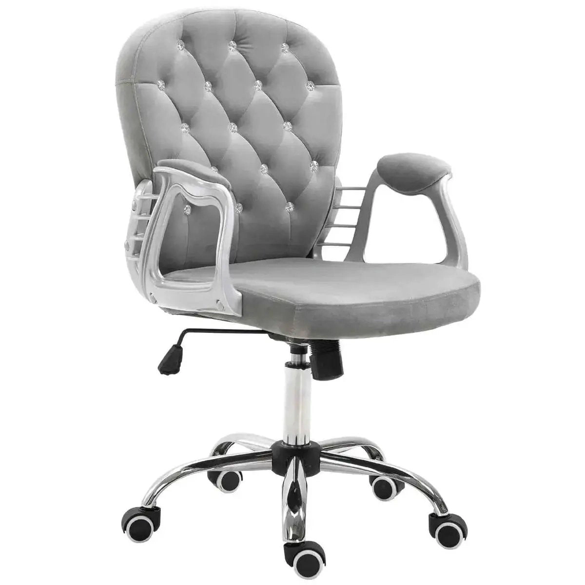 Platinum-Level Office Chairs Gray Velvet Swivel Office Chair with Adjustable Height