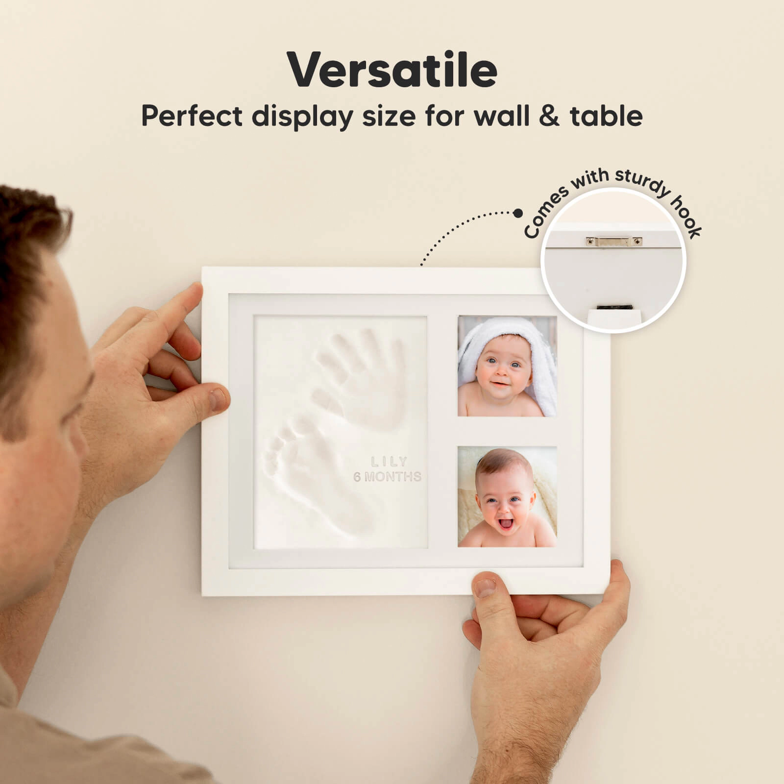 KeaBabies Baby Handprint & Footprint Solo Frame Keepsake