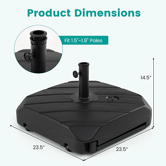 SlickBlue Portable Patio Umbrella Stand with Sand and Water Fill