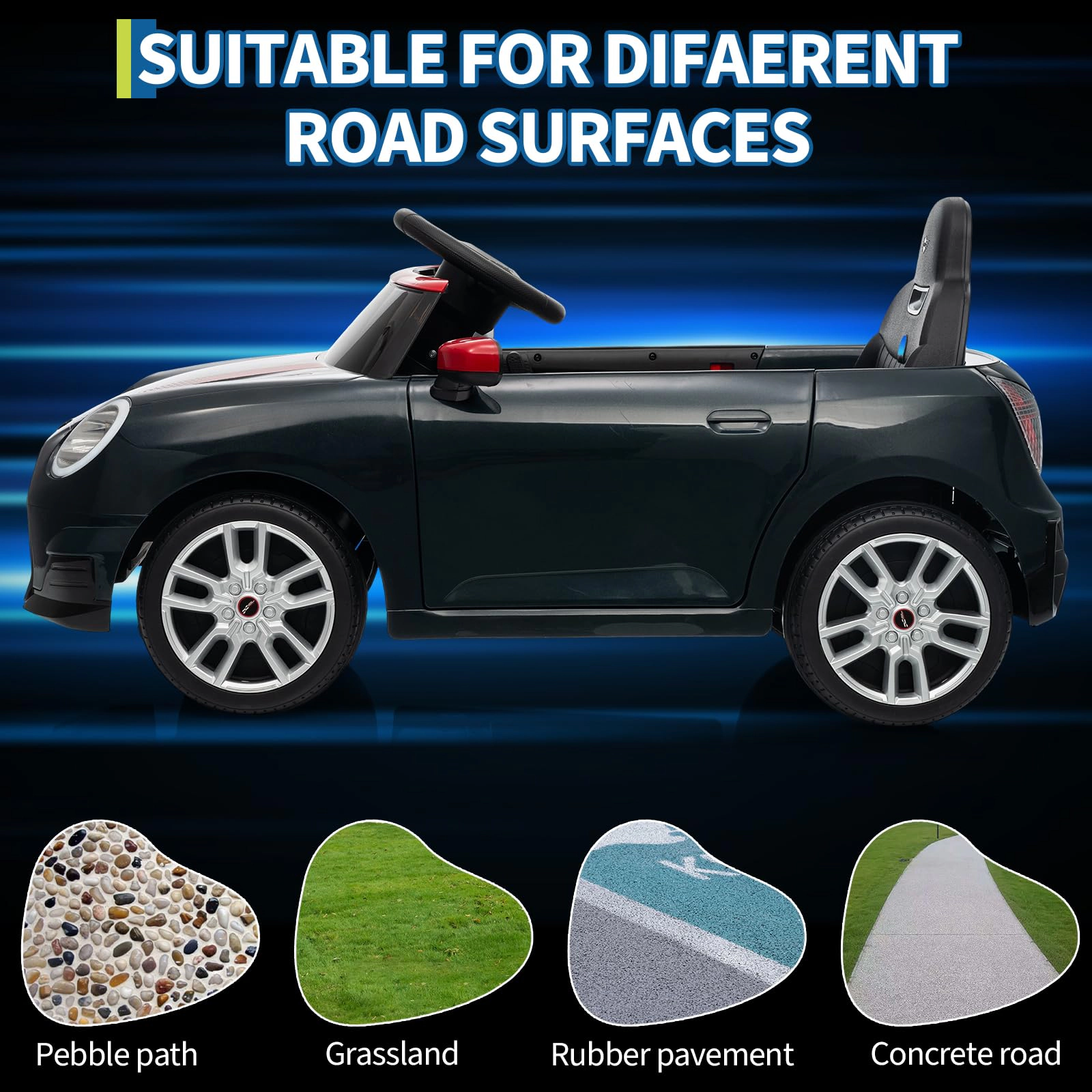 12V Licensed BMW MINI Ride On Car for Kids with 4.0 G Remote Control, LED Lights & Music, 3 Speeds