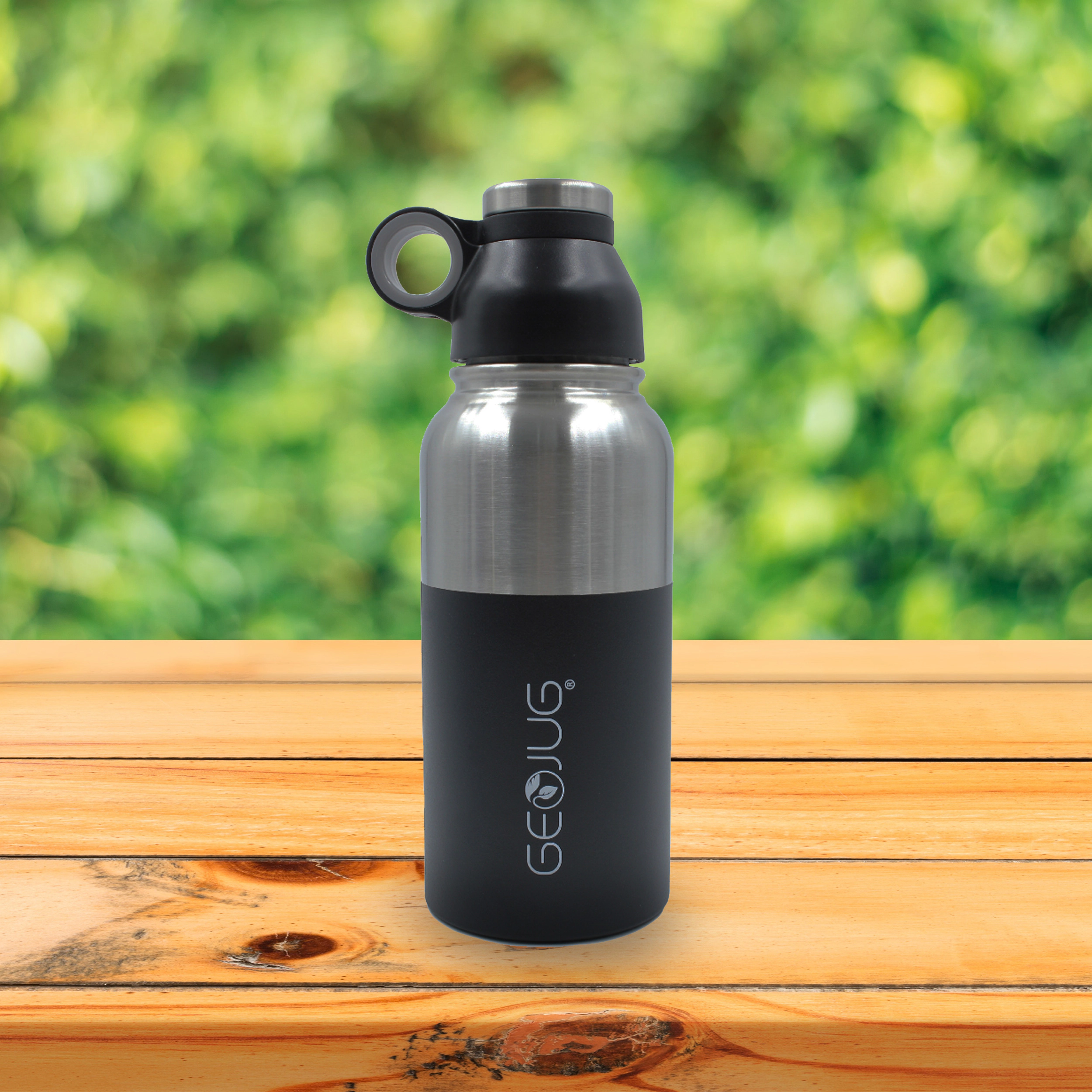 Brentwood GeoJug 32oz Stainless Steel Vacuum Insulated Water Bottle, Black
