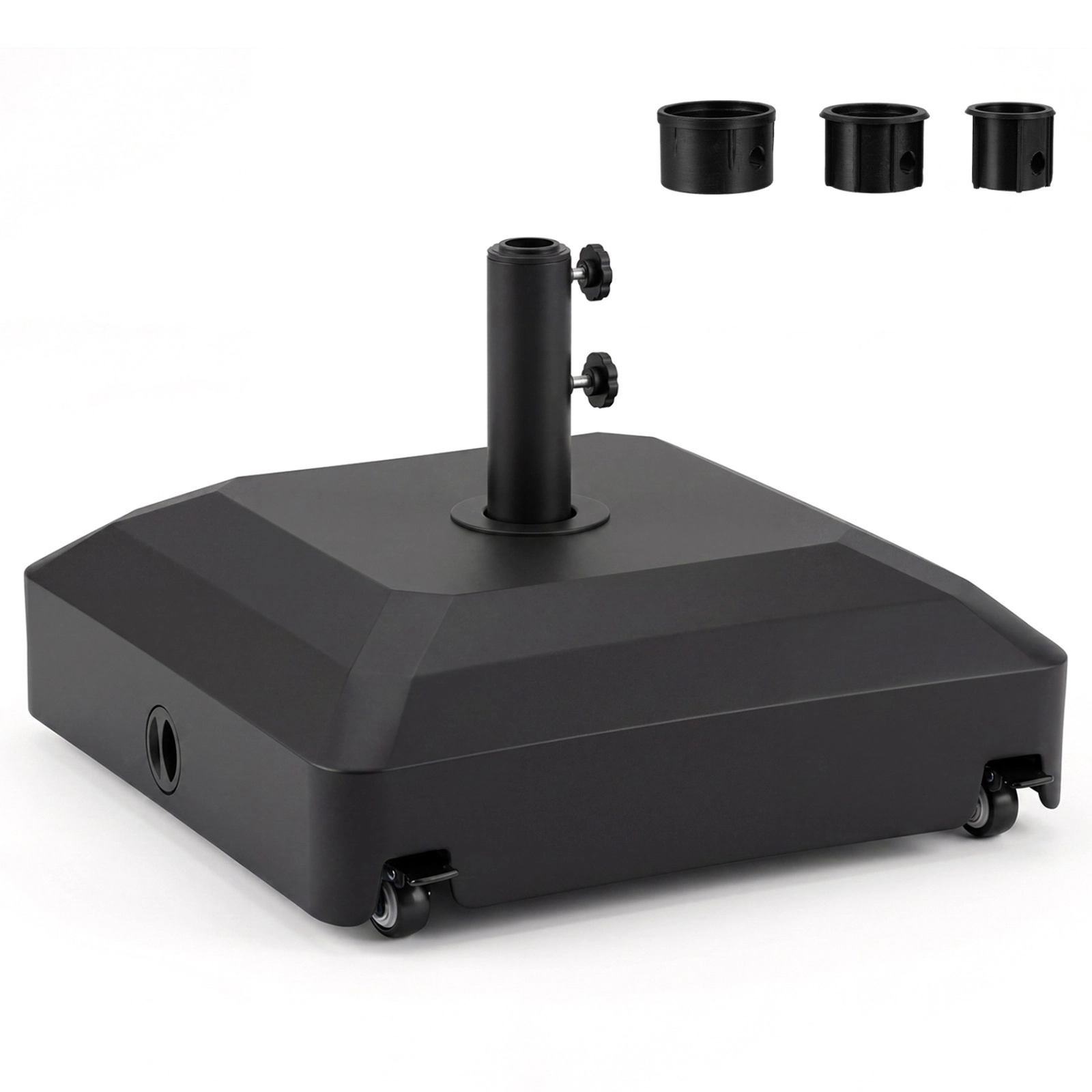 SUGIFT Black 4 Wheels 3 Adapters Water Sand Weighted Stand Fillable Umbrella Base