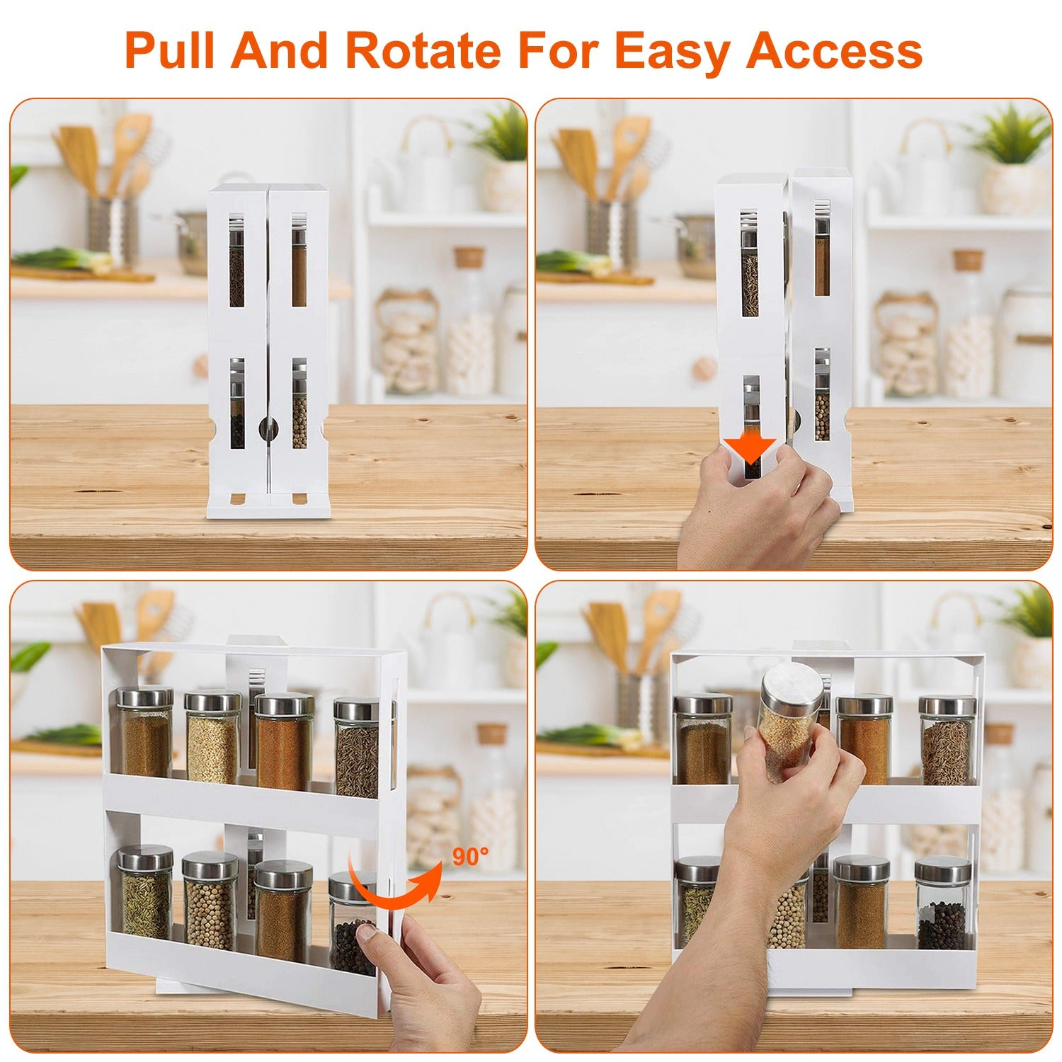 GBruno 2-Tier Swivel Cabinet Organizer Rack