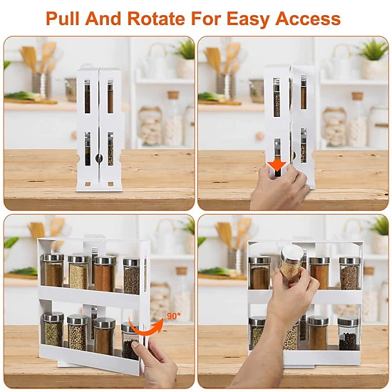 GBruno 2-Tier Swivel Cabinet Organizer Rack