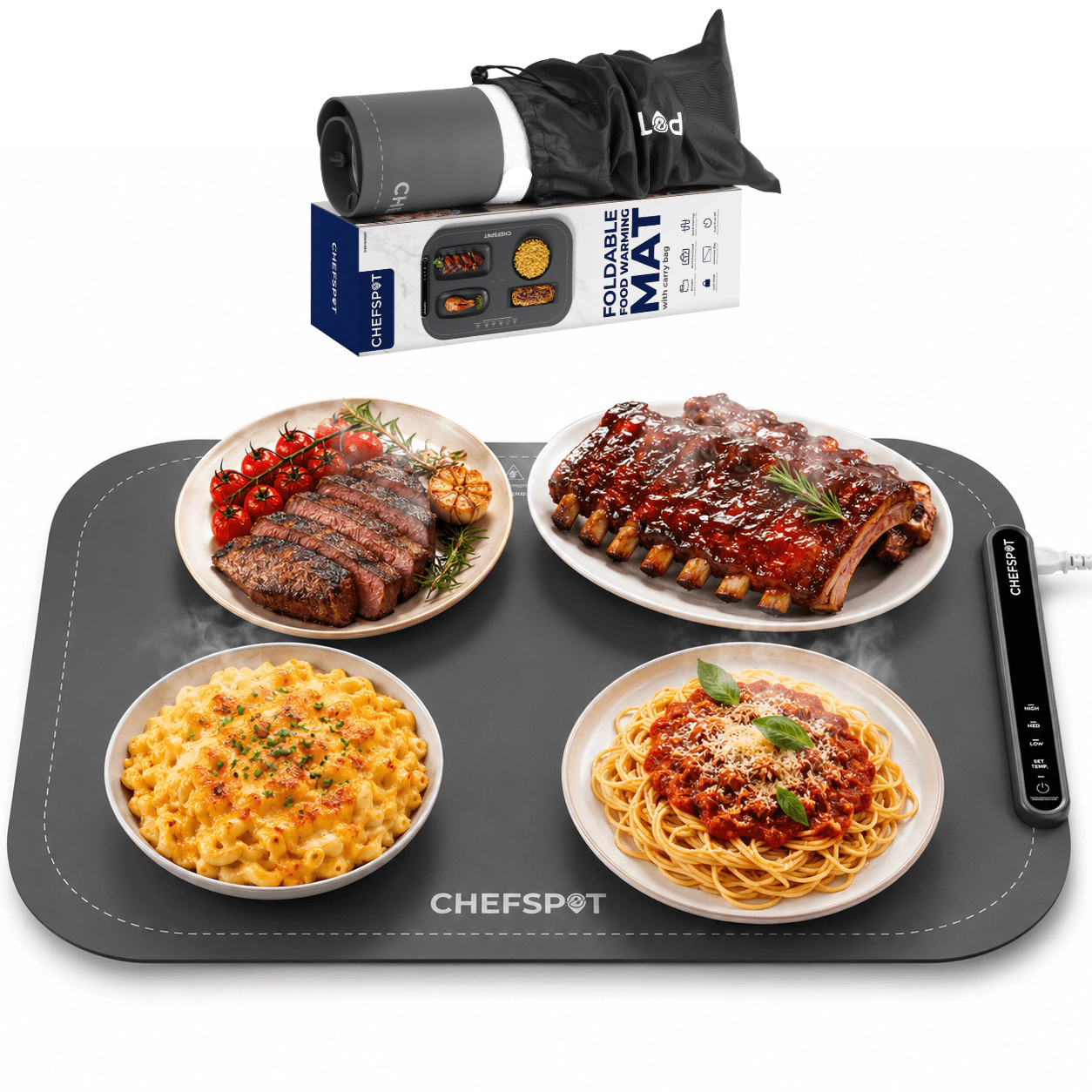 CHEFSPOT Foldable Electric Food Warming Mat With Carry Bag
