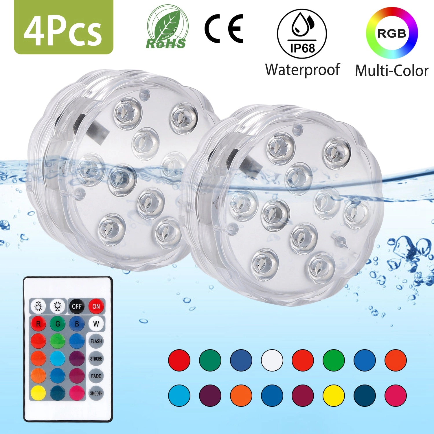 GBruno 4 Pcs Submersible RGB LED Lights