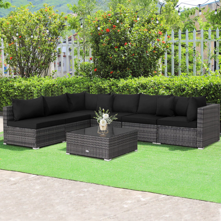 Hivvago 7-Piece Outdoor Rattan Sectional Furniture Set