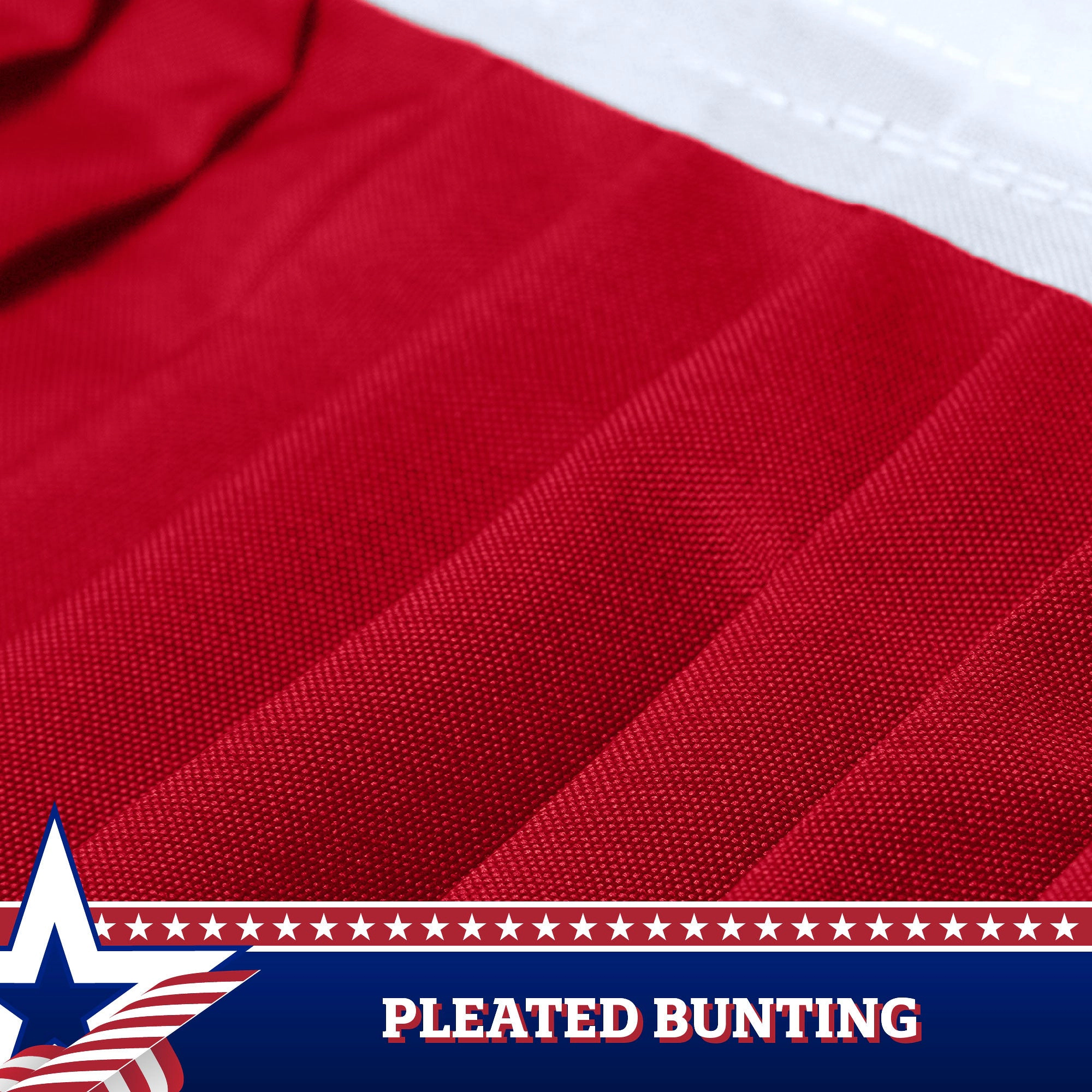 G128 3-Pack American Pleated Fan Flags No Stars - 1.5x3 ft, 150D Polyester, Brass Grommets, Indoor/Outdoor